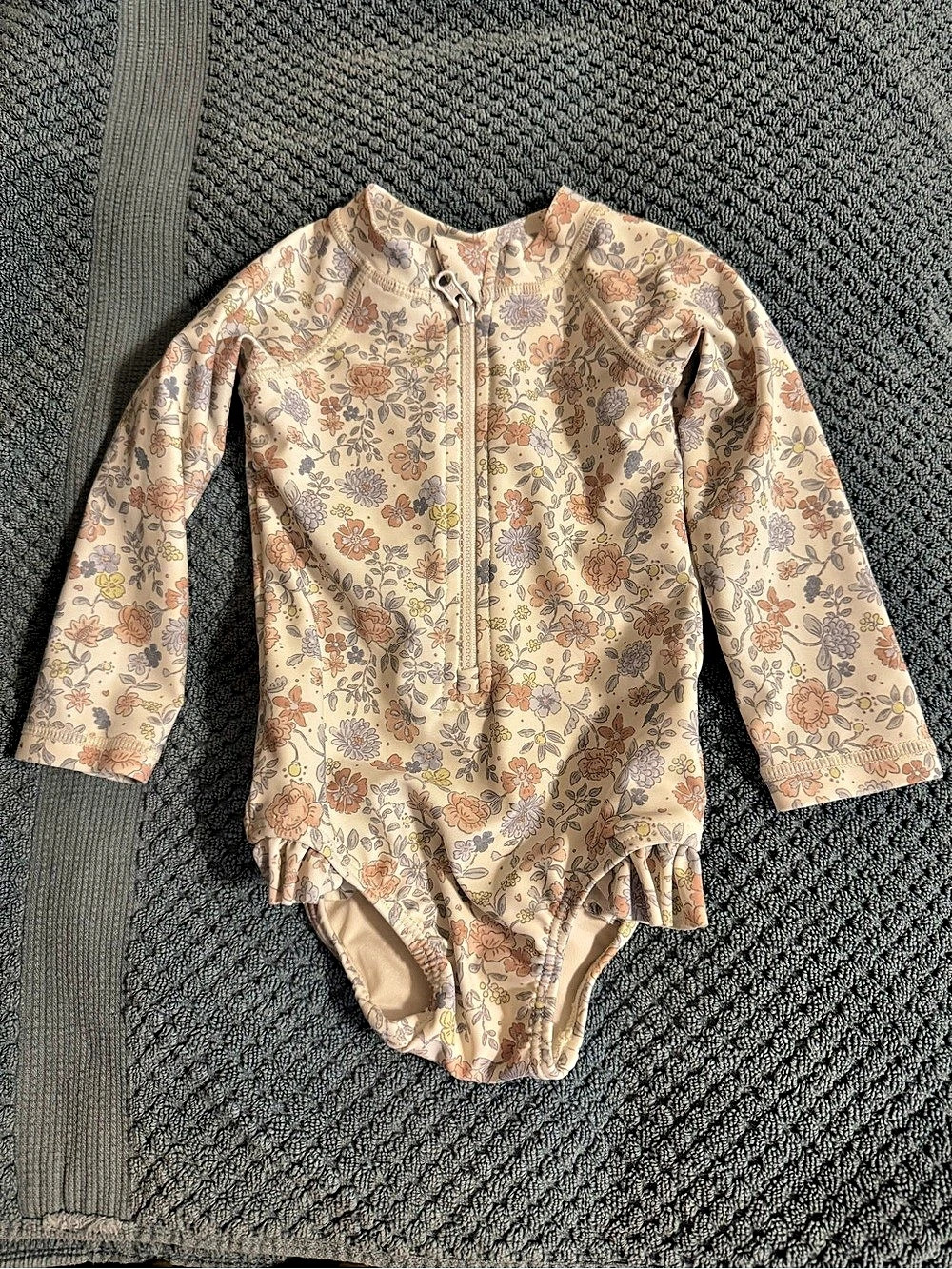 Rylee + Cru Rash Guard One-Piece - Flower Field Cream & Pink 3-6M